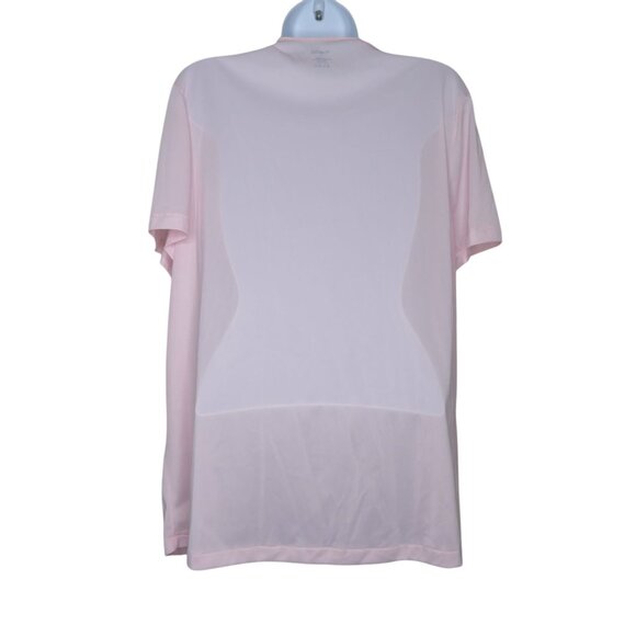 Vintage Vanity Fair Pink Nylon Short Sleeve Pajama Top Laced Trim Button Front L - Picture 8 of 8